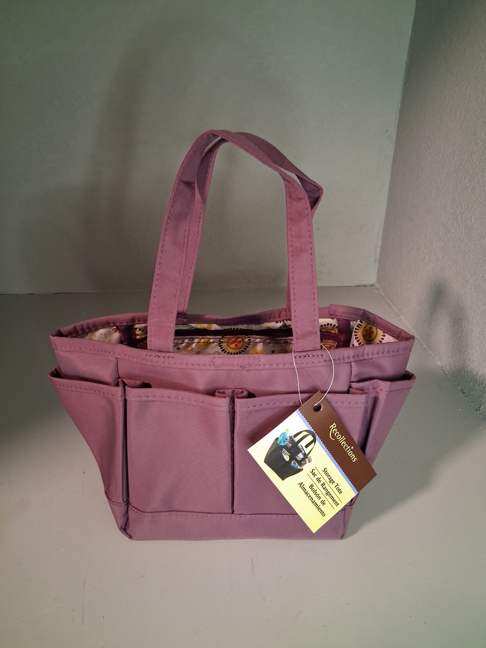 Multi Pocket Organizer Tote Bag Lavender Utility Handbag Craft Storage NWT